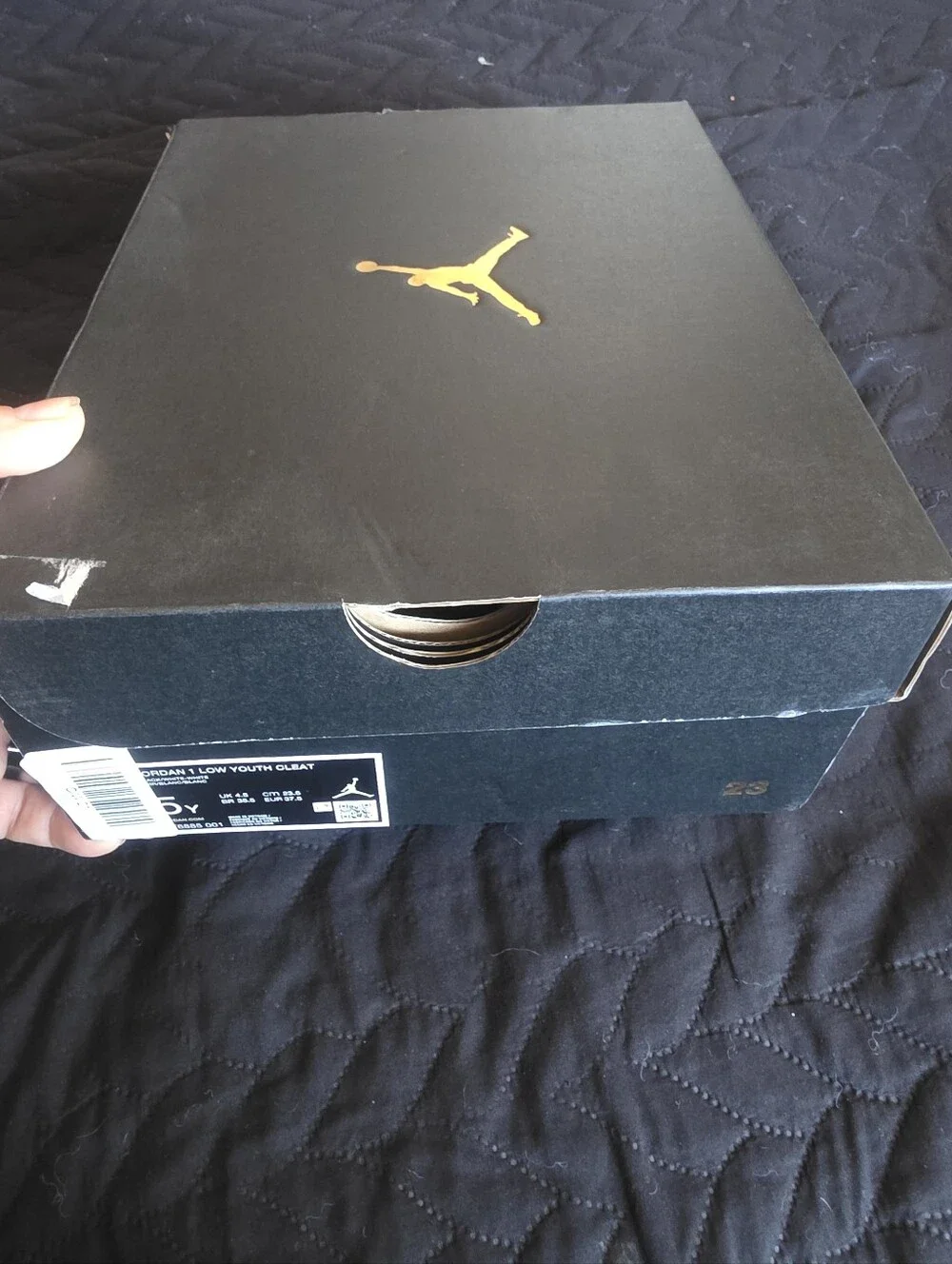 Nike Black and White Jordan 1 Low Youth Cleat